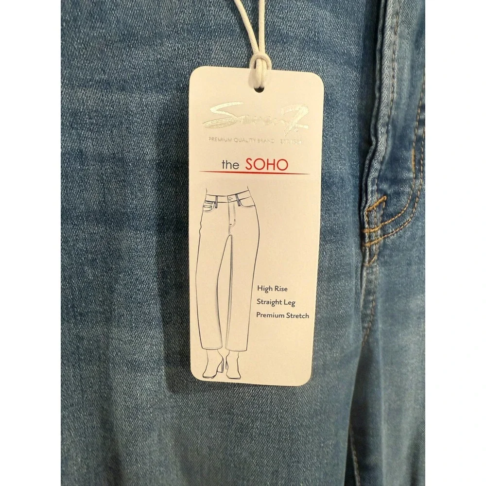 Seven7 The Soho Jeans Women's 6 Blue Denim Straight Stretch High-Rise Frayed Hem